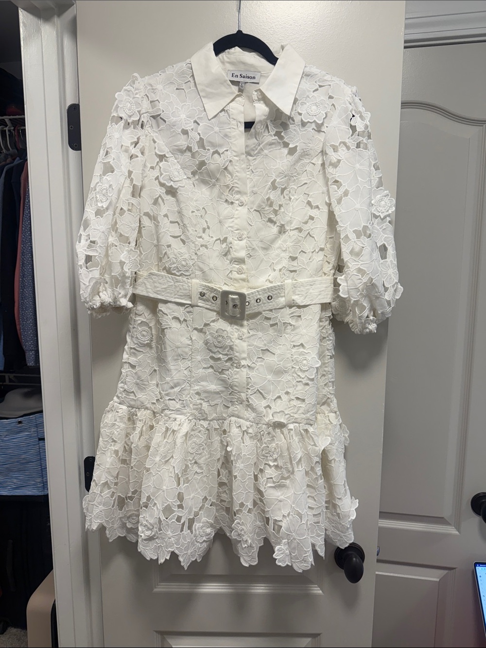 En Saison Ottis Lace Mini Dress with Belt